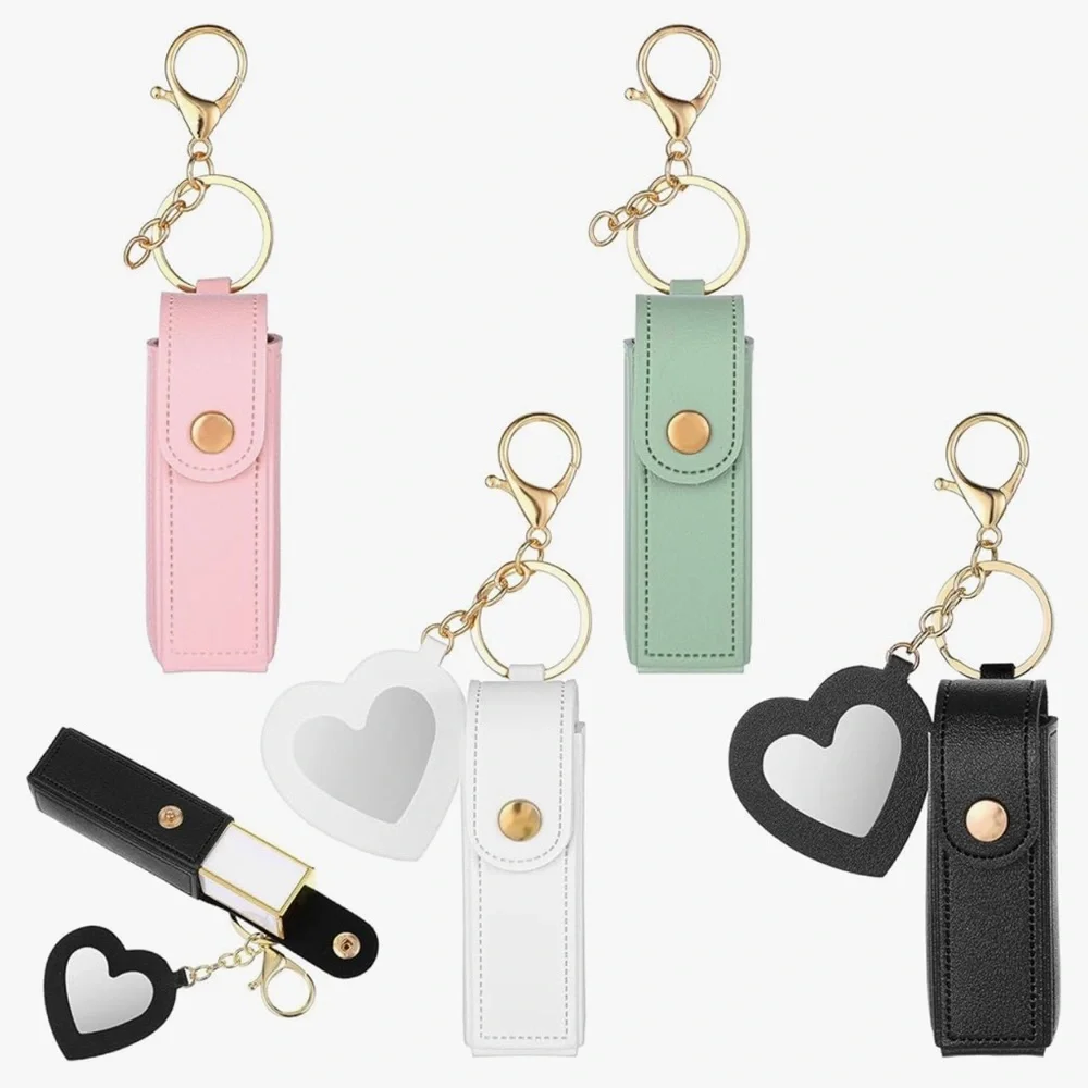 4 Pcs Car Lip Balm Holder PU Leather Lipstick Case No Melt